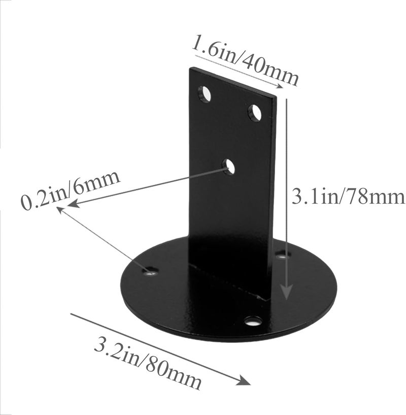 JuneFanwei 2pcs Black Handrail Bracket, Heavy Duty Stainless Steel Handrail Brackets for Staircase Stair Railing with Screws - Image 2